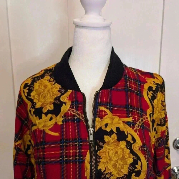 1990 Stuart Alan Plaid Bomber Style Jacket, Vintage, Size 8 - Picture 2 of 6
